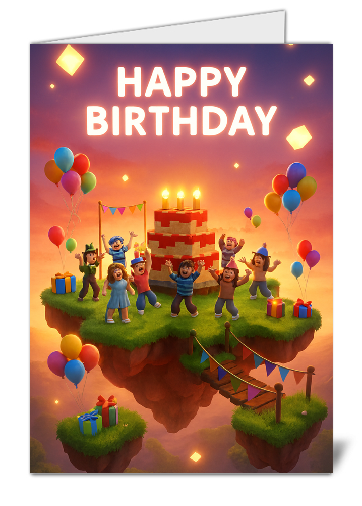 roblox themed happy birthday card  high quality gloss birthday card 442 | uk wide print