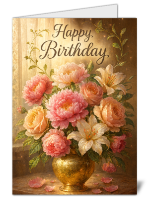 Floral Themed Happy Birthday Card – High Quality Gloss Birthday Card 443