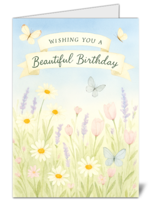 Simplistic Floral Themed Happy Birthday Card – High Quality Gloss Birthday Card 444