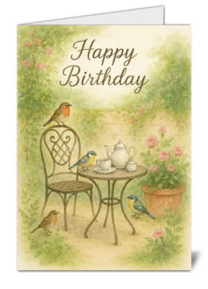 Simplistic Garden Themed Happy Birthday Card - High Quality Gloss Birthday Card 68