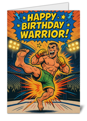 happy birthday warrior fighting themed happy birthday card  high quality gloss birthday card 453 | uk wide print