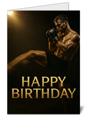 kickboxing themed happy birthday card  high quality gloss birthday card 457 | uk wide print