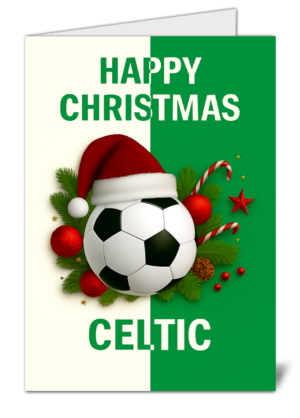 Celtic Fan Football Themed Happy Christmas Card - High Quality Gloss Festive Christmas Card 500