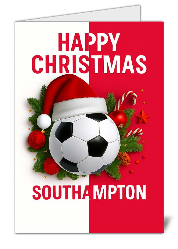 Southampton fan football themed happy christmas card 508 southampton fan football themed happy christmas card high quality gloss festive christmas card 508 | uk wide print