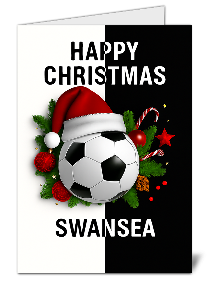 Swansea city fan football themed happy christmas card 510 swansea city fan football themed happy christmas card high quality gloss festive christmas card 510 | uk wide print