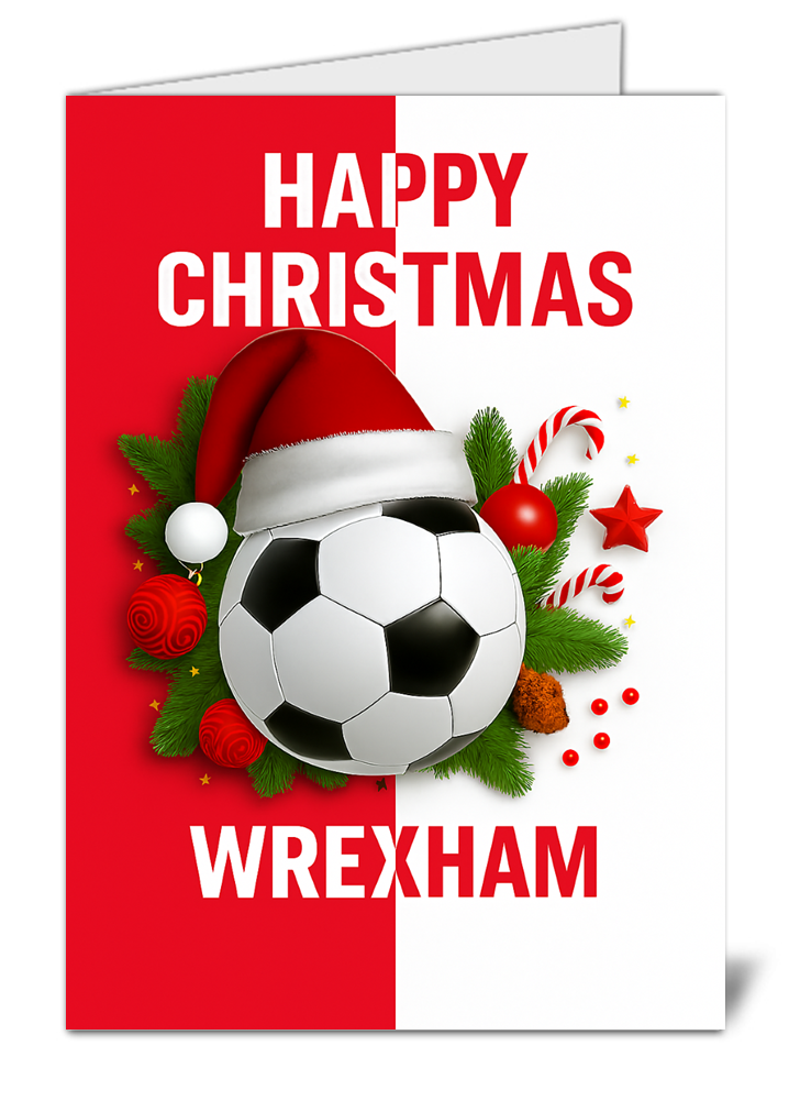 Wrexham fan football themed happy christmas card 511 wrexham fan football themed happy christmas card high quality gloss festive christmas card 511 | uk wide print