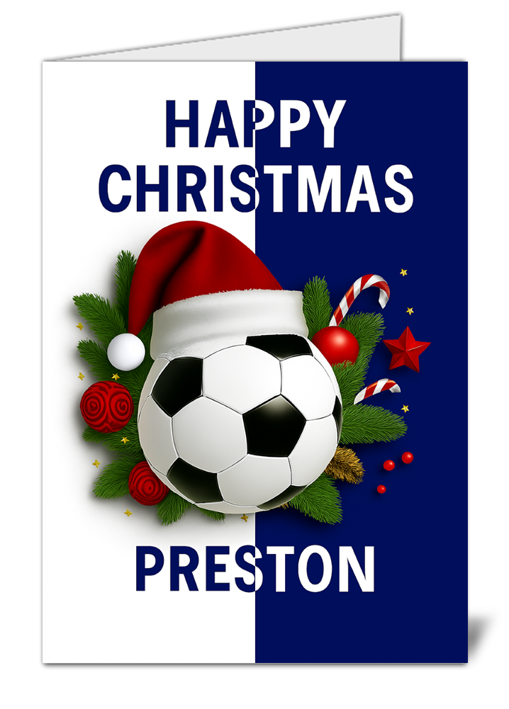 Preston north end fan football themed happy christmas card 515 preston north end fan football themed happy christmas card high quality gloss festive christmas card 515 | uk wide print