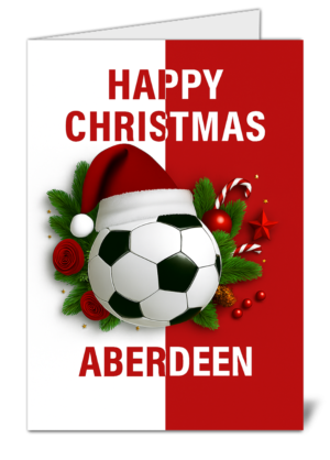 aberdeen fan football themed happy christmas card   high quality gloss festive christmas card 520