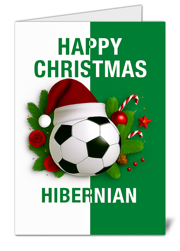 Hibernian fan football themed happy christmas card 521 hibernian fan football themed happy christmas card high quality gloss festive christmas card 521 | uk wide print