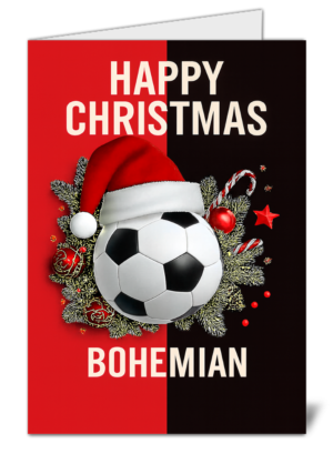 Bohemian Fan Football Themed Happy Christmas Card - High Quality Gloss Festive Christmas Card 536