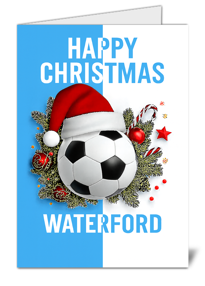 Waterford fan football themed happy christmas card 541 waterford fan football themed happy christmas card high quality gloss festive christmas card 541 | uk wide print