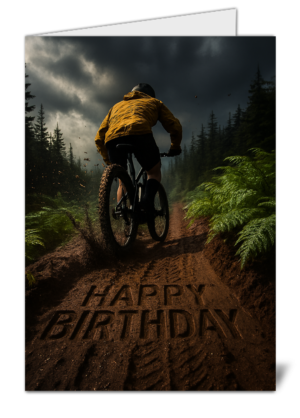 Unique Dark Bike Themed Happy Birthday Card - High Quality Gloss Birthday Card 552