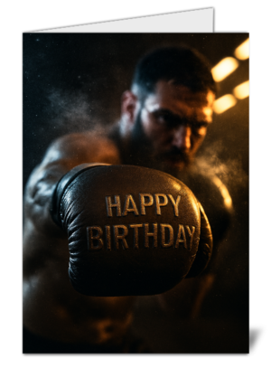 realistic boxing themed happy birthday card   high quality gloss birthday card 562 | uk wide print