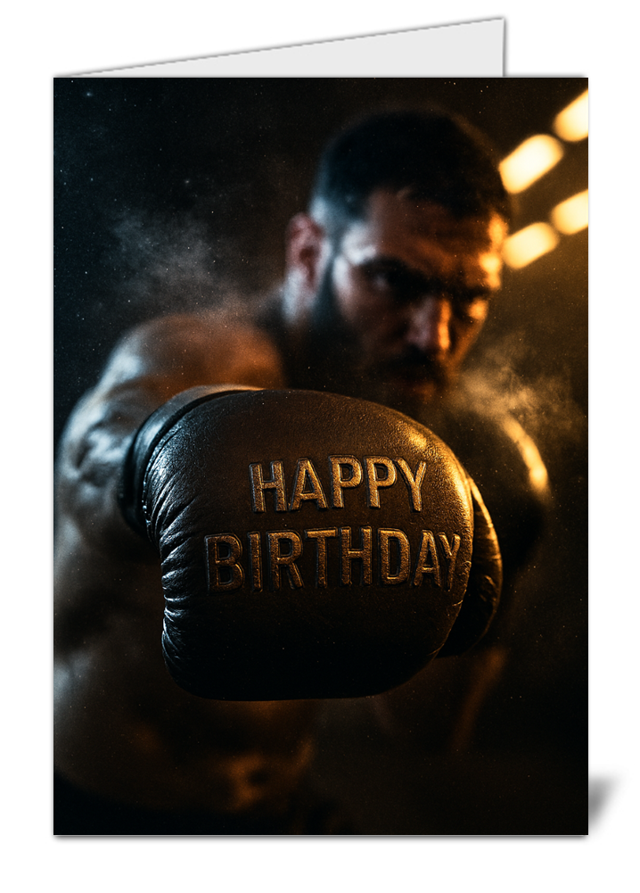 Realistic boxing themed happy birthday card 562 realistic boxing themed happy birthday card high quality gloss birthday card 562 | uk wide print