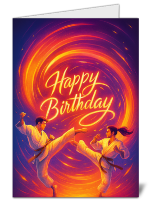 martial arts themed happy birthday card   high quality gloss birthday card 581 | uk wide print