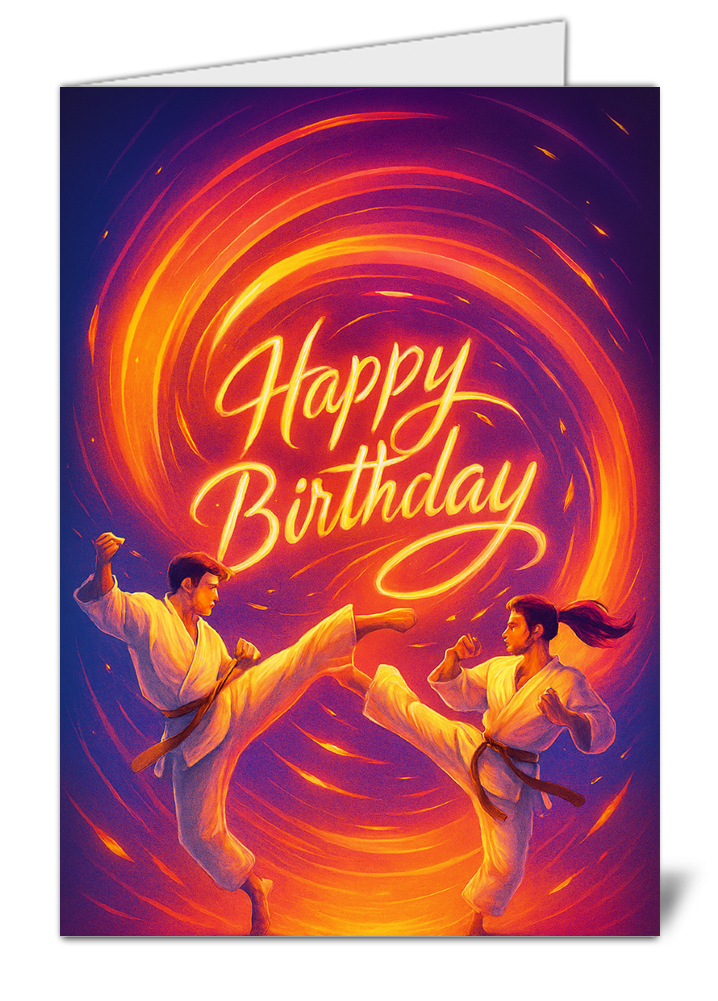 Martial arts themed happy birthday card 581 martial arts themed happy birthday card high quality gloss birthday card 581 | uk wide print