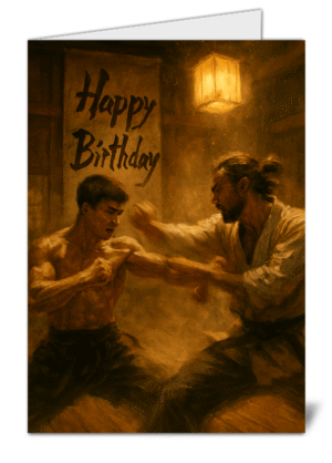 martial arts themed happy birthday card   high quality gloss birthday card 583 | uk wide print