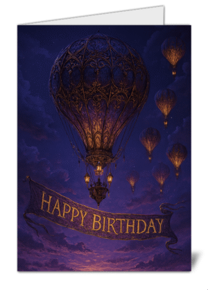 Hot Air Balloon Themed Happy Birthday Card - High Quality Gloss Birthday Card 615