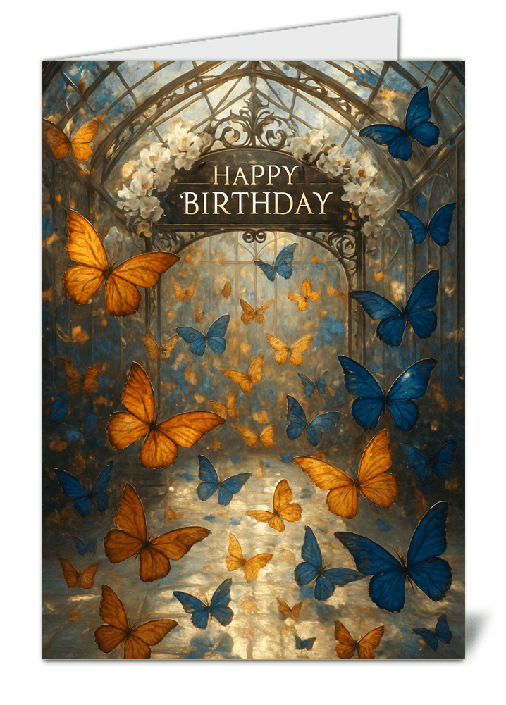Crystalline greenhouse themed happy birthday card 618 crystalline greenhouse themed happy birthday card high quality gloss birthday card 618 | uk wide print