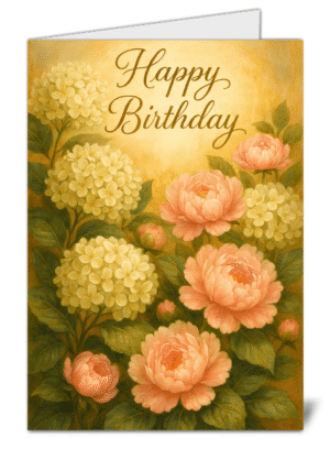 Beautiful Floral Themed Happy Birthday Card - High Quality Gloss Birthday Card 635