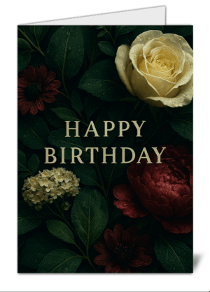 Beautiful Floral Themed Happy Birthday Card - High Quality Gloss Birthday Card 641