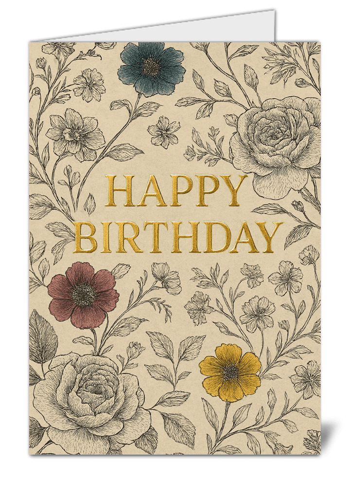 Simplistic floral themed happy birthday card 643 simplistic floral themed happy birthday card high quality gloss birthday card 643 | uk wide print