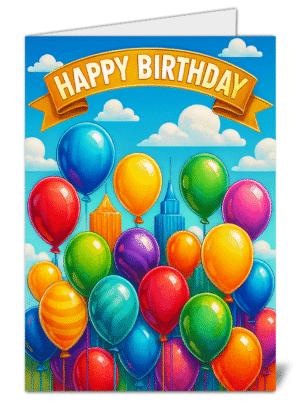Simple Balloons Themed Happy Birthday Card - High Quality Gloss Birthday Card 652