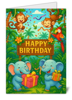 cute animals themed happy birthday card   high quality gloss birthday card 660 | uk wide print