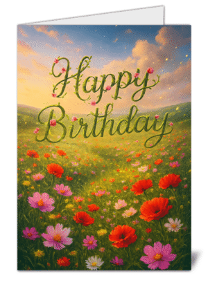Beautiful Floral Themed Happy Birthday Card - High Quality Gloss Birthday Card 679
