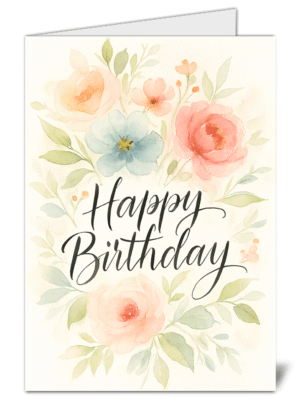 Beautiful Floral Themed Happy Birthday Card - High Quality Gloss Birthday Card 680