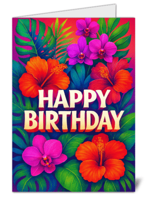 Beautiful Floral Themed Happy Birthday Card - High Quality Gloss Birthday Card 683