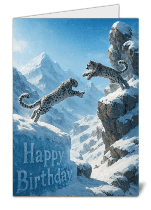 Unique Snow Animals Themed Happy Birthday Card - High Quality Gloss Birthday Card 718