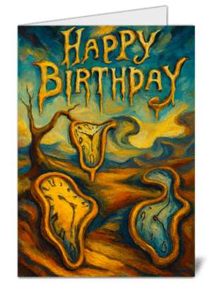 Salvador Dali Themed Happy Birthday Card - High Quality Gloss Birthday Card 736