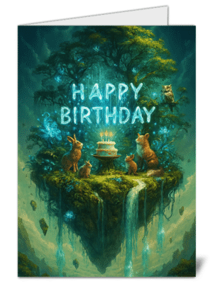 unique magical woodland themed happy birthday card   high quality gloss birthday card 738 | uk wide print