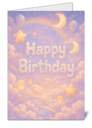 Simplistic Pink Sky Themed Happy Birthday Card - High Quality Gloss Birthday Card 741