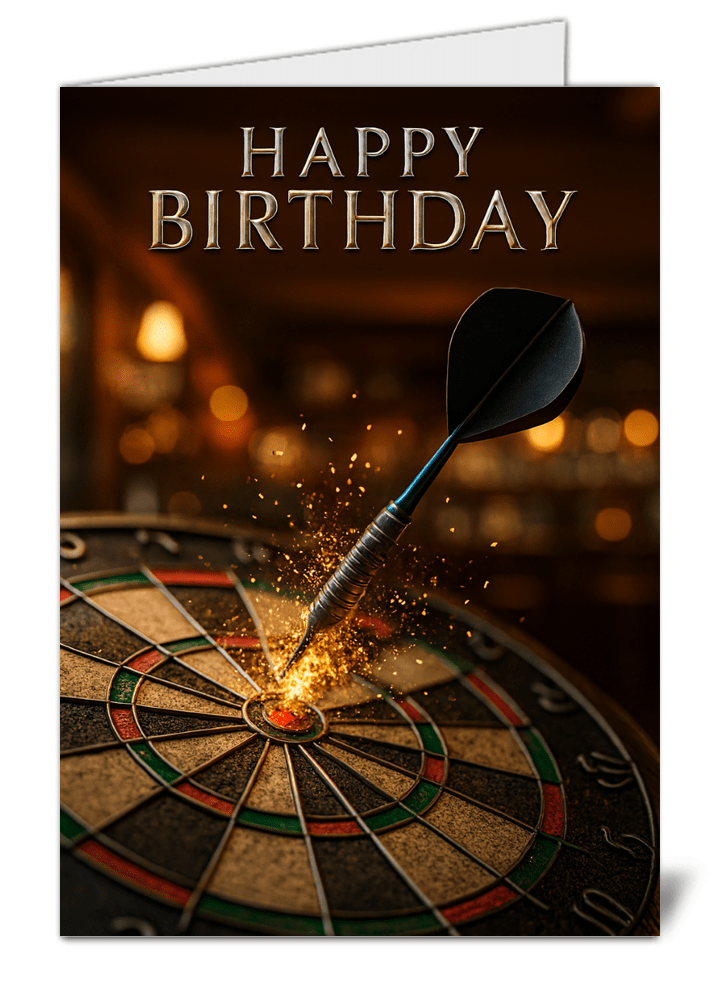 Darts themed happy birthday card 759 darts themed happy birthday card high quality gloss birthday card 759 | uk wide print