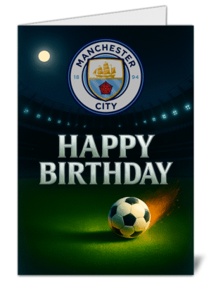 manchester city fan football themed happy birthday card   high quality gloss birthday card 776 | uk wide print