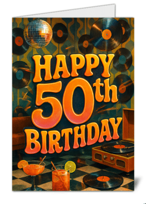 Happy 50th Birthday Themed Happy Birthday Card - High Quality Gloss Birthday Card 855