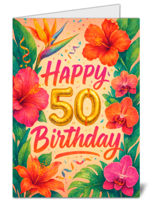 Happy 50th Birthday Themed Happy Birthday Card - High Quality Gloss Birthday Card 856