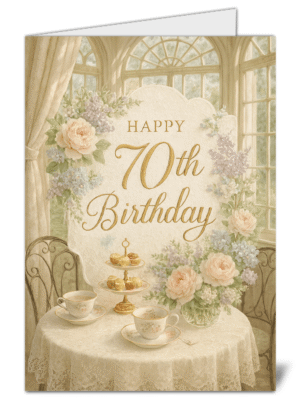 Happy 70th Birthday Themed Happy Birthday Card - High Quality Gloss Birthday Card 860