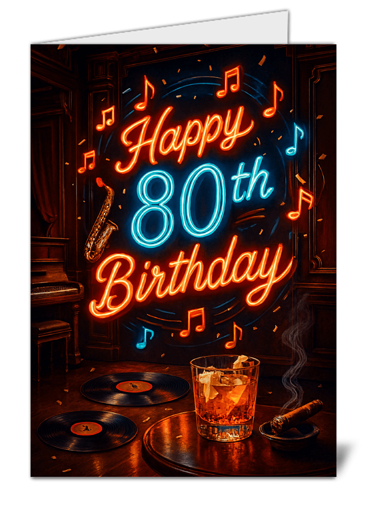 Happy 80th birthday themed happy birthday card 861 happy 80th birthday themed happy birthday card high quality gloss birthday card 861 | uk wide print
