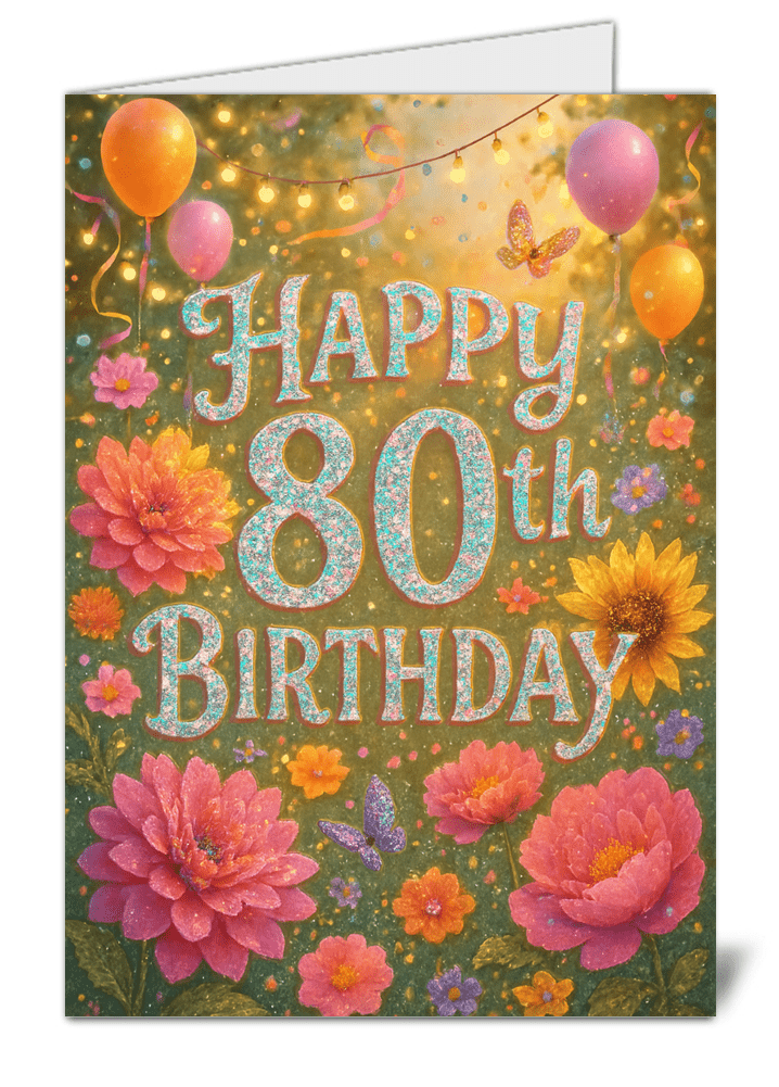 Happy 80th birthday themed happy birthday card 862 happy 80th birthday themed happy birthday card high quality gloss birthday card 862 | uk wide print