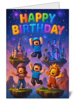 roblox themed happy birthday card   high quality gloss birthday card 866 | uk wide print