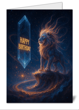 Celestial Lion Frontier Themed Happy Birthday Card - High Quality Gloss Birthday Card 813
