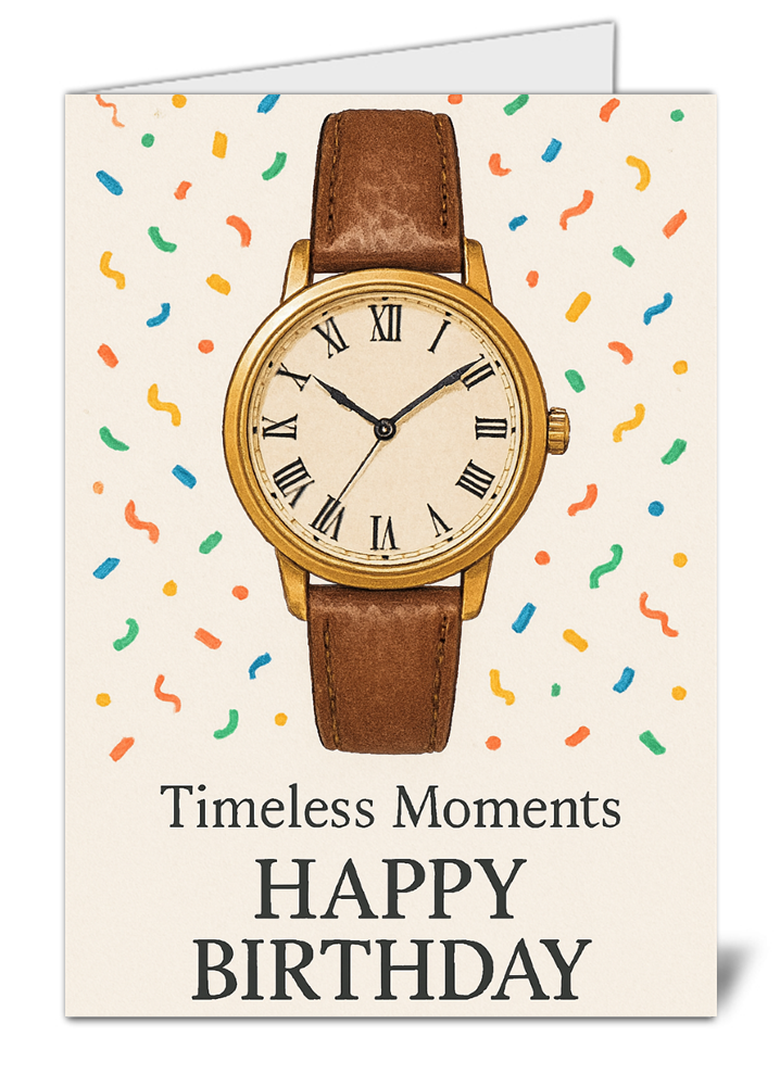 Simple timeless moments watch themed happy birthday card 146 simple timeless moments watch themed happy birthday card high quality gloss birthday card 146 | uk wide print