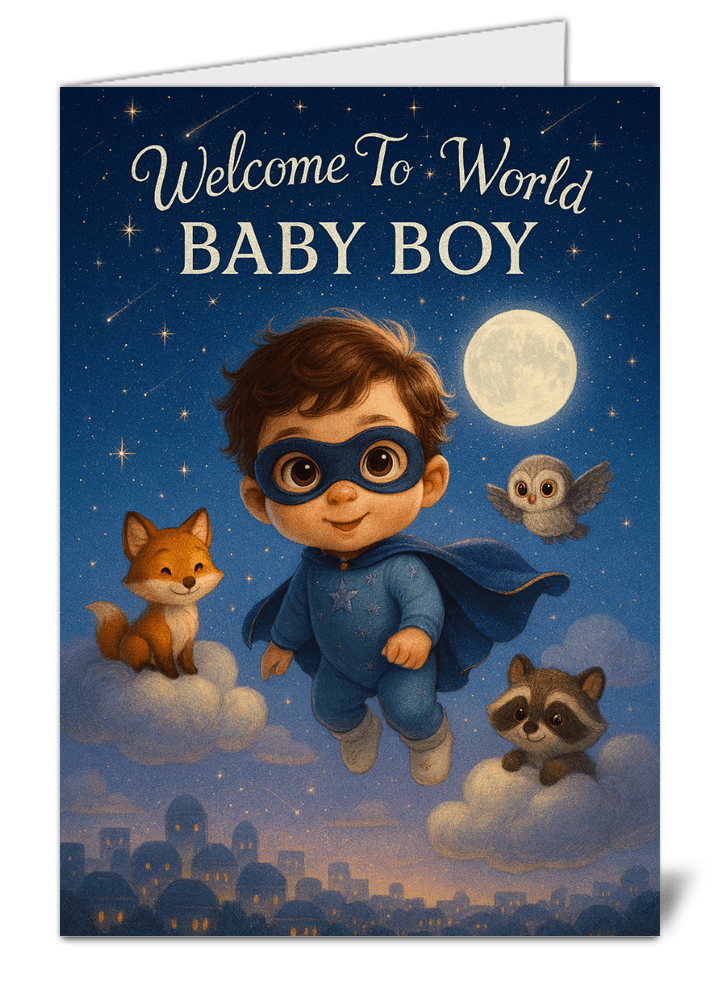 Cute superhero welcome to the world baby boy themed card 999 cute superhero welcome to the world baby boy themed card high quality gloss card 999 | uk wide print
