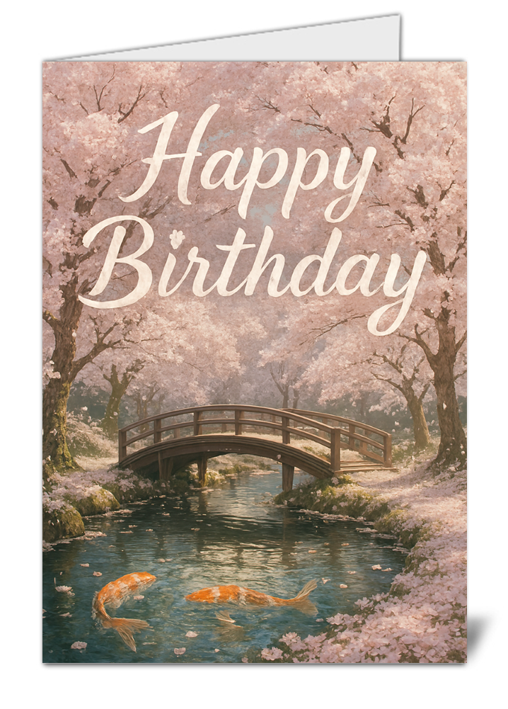 Cherry blossom garden in full bloom themed happy birthday card 912 cherry blossom garden in full bloom themed happy birthday card high quality gloss birthday card 912 | uk wide print