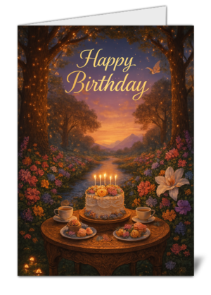 Enchanted Twilight Garden Magical Birthday Themed Happy Birthday Card - High Quality Gloss Birthday Card 916