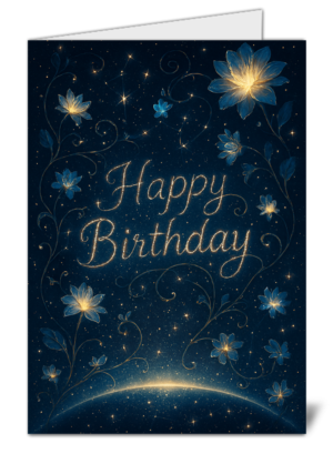 Celestial Garden Awakening Themed Happy Birthday Card – High Quality Gloss Birthday Card 917