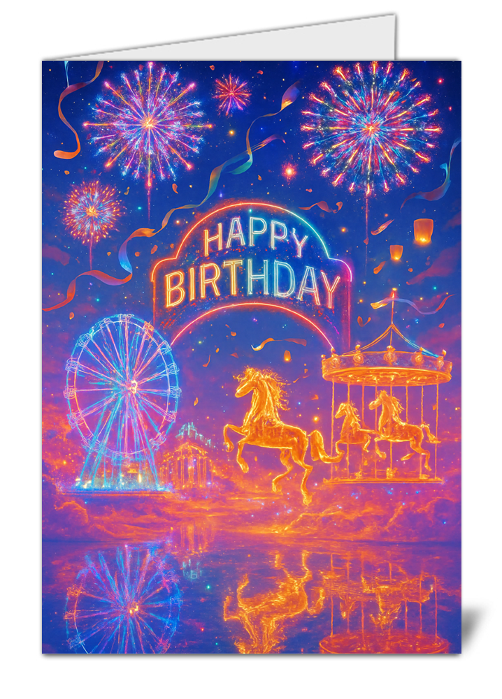 Celestial carnival of dreams themed happy birthday card 957 celestial carnival of dreams themed happy birthday card high quality gloss birthday card 957 | uk wide print